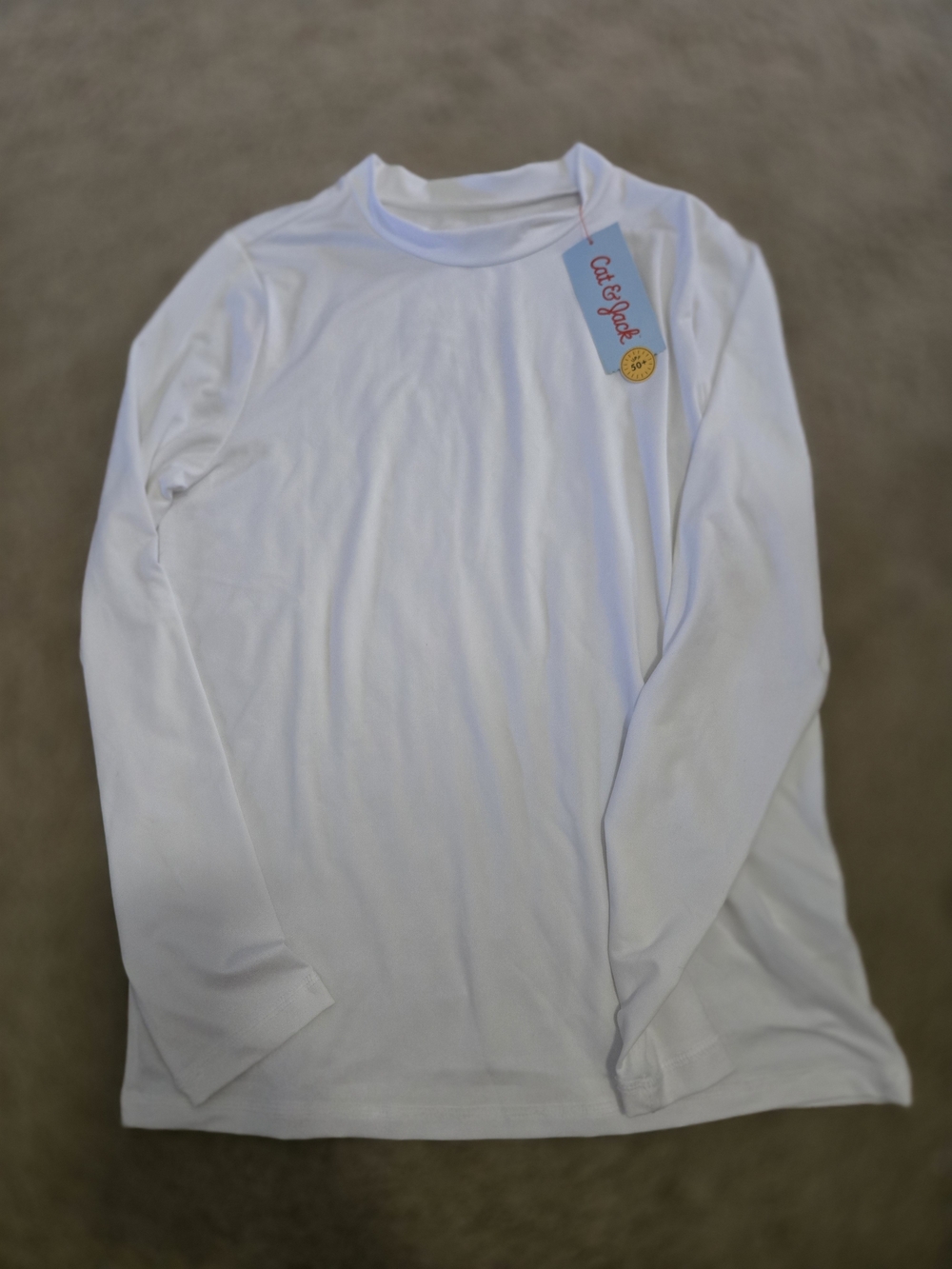Cat & Jack White Long Sleeve Boys Rashguard For Swimming